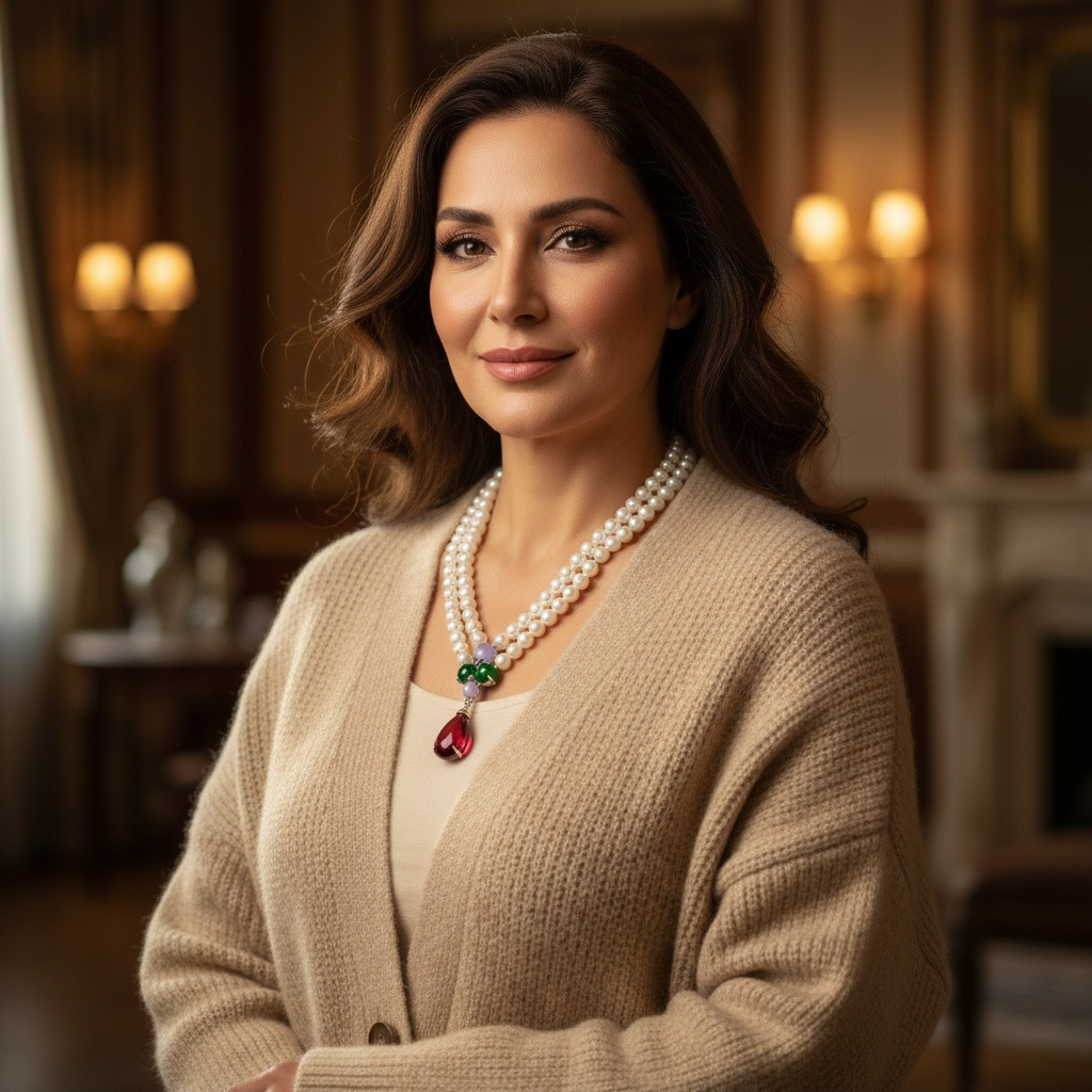 妈妈链仿珍珠项链仿绿玉髓点钻宝石坠中老年母亲节礼物直播引流LYTJ30732风云首饰