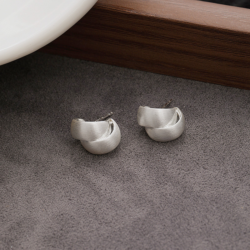 The metal brushed stud earrings feature a unique design for women, exuding a sense of sophistication and individuality. They are simple and versatile for daily commutes Specification image