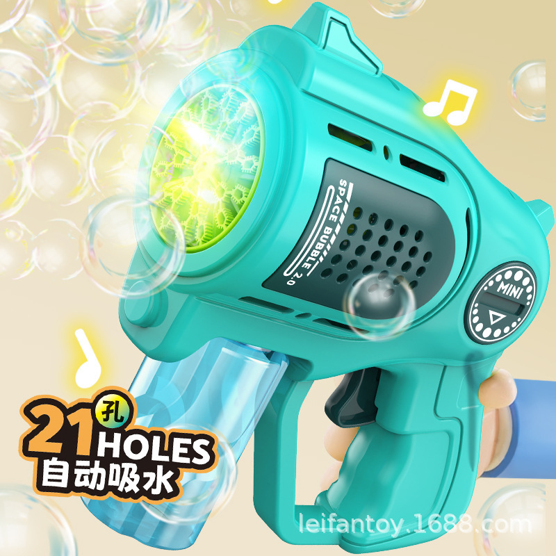New cross-border e-commerce 21-hole mini bubble machine with music, automatic bubble dispensing, parent-child outdoor playground multi-hole toy Application Scenario