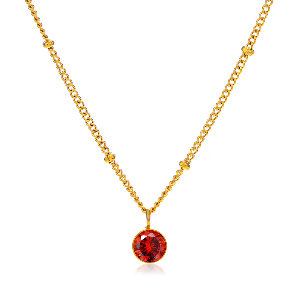 A fashionable and versatile 18K gold stainless steel diamond birthstone necklace for women in the INS style in December from Europe and America Item Picture