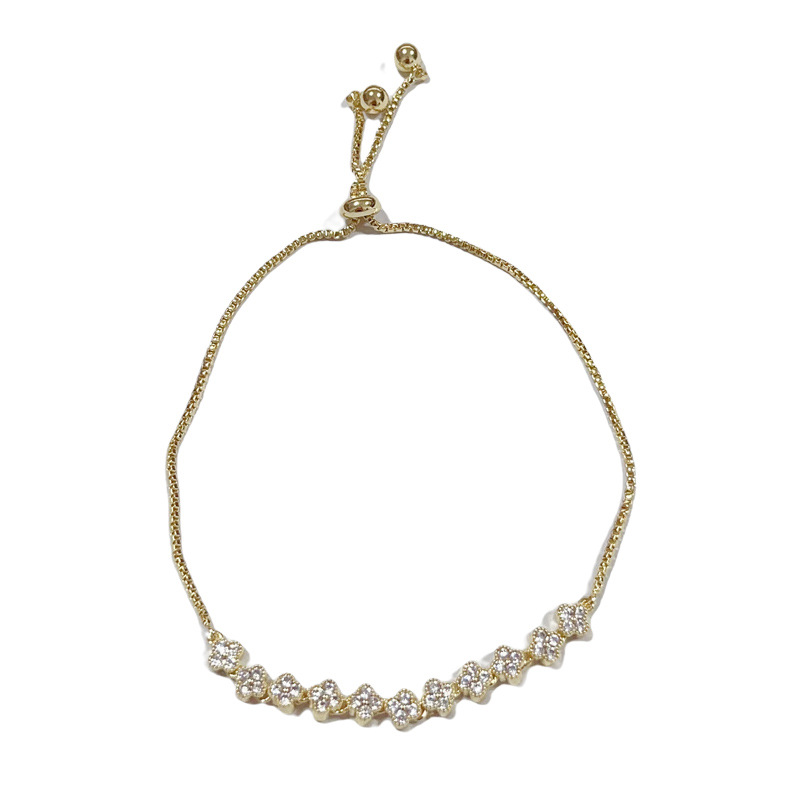 Korean version exquisite, fashionable, versatile, super shiny, full diamond four-leaf flower bracelet, niche style, light luxury and high-end jewelry wholesale Item Picture