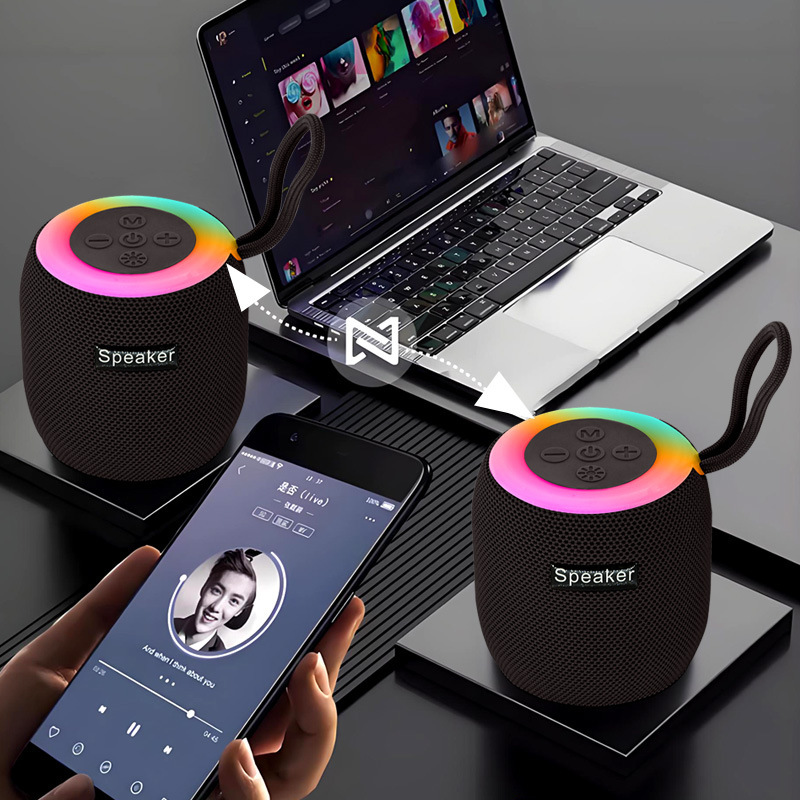 Cross-border 309 Bluetooth speaker, outdoor cycling wireless portable card-inserting subwoofer, home ambient light, desktop speaker details Picture