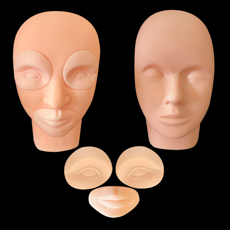 shanilak dummy head with closed eyes, silicone model head, eyelash extension head model, tattoo, makeup, beauty, massage model, practice head
