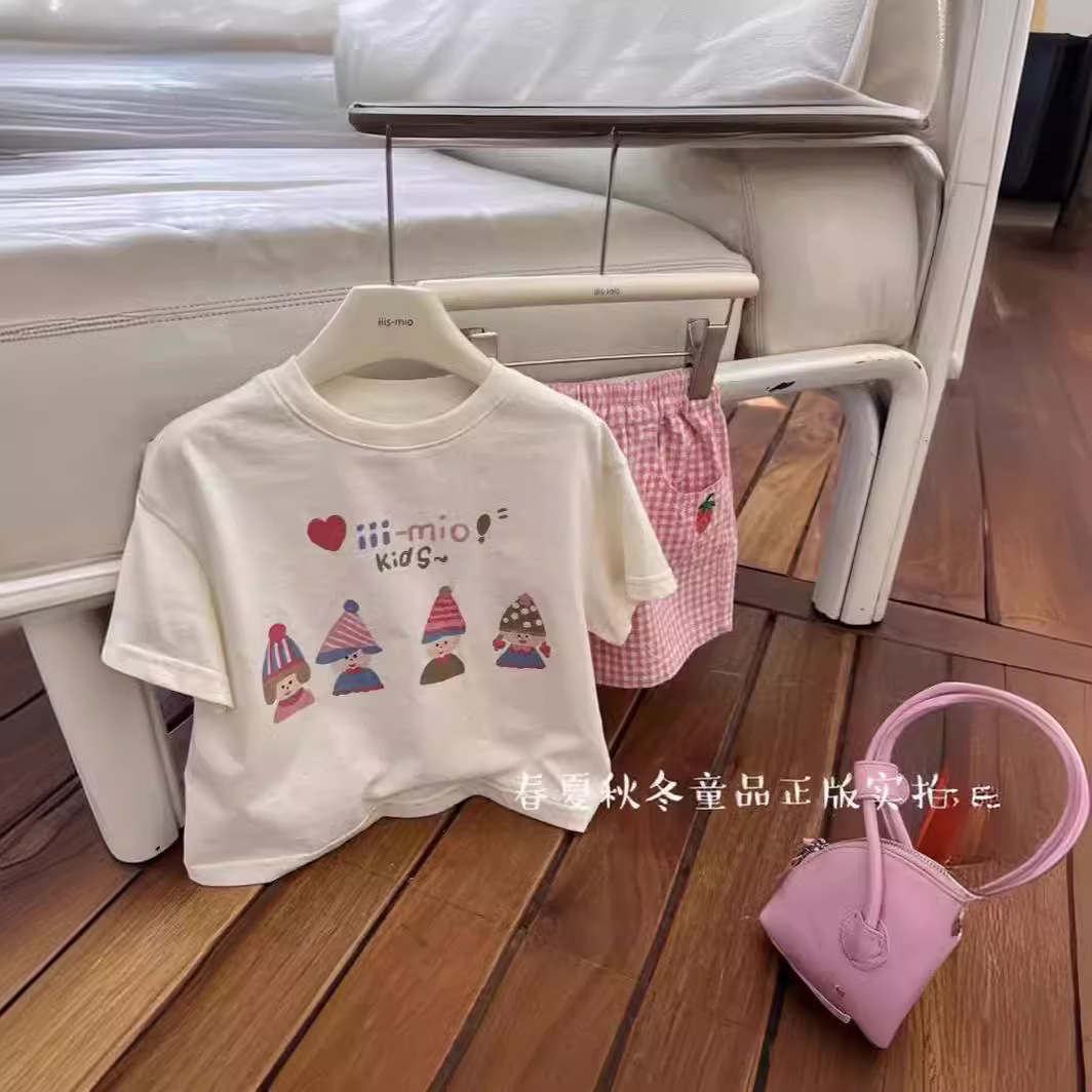 Pure cotton children's casual shorts and T-shirt set, new summer style for girls and girls, printed princess half-sleeved short-sleeved top Specification image