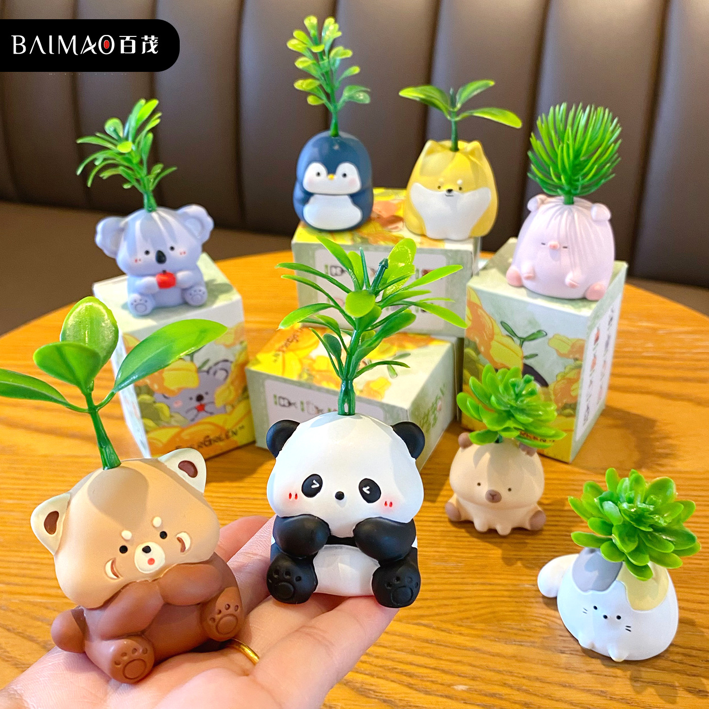 百茂原创萌宠常青树脂公仔摆件创意可爱水豚熊猫桌面装饰车载摆饰 Specification image