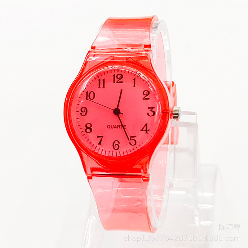 Geneva transparent PVC plastic watch, fresh and cute student plastic watch, lovely and fashionable ladies' quartz watch details Picture