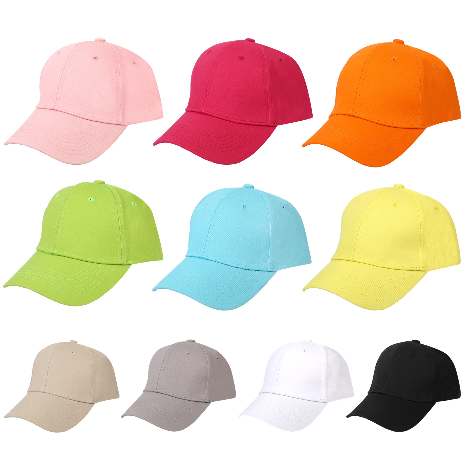 All-cotton six-piece baseball cap with embroidered logo, advertising cap, travel cap, sunshade and sun protection, sports baseball cap