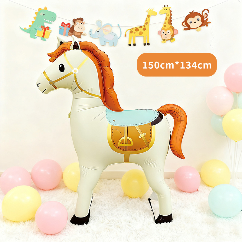 2026春节新年马年卡通气球贵族骏马新年大吉气球过年夜市摆摊气球细节图