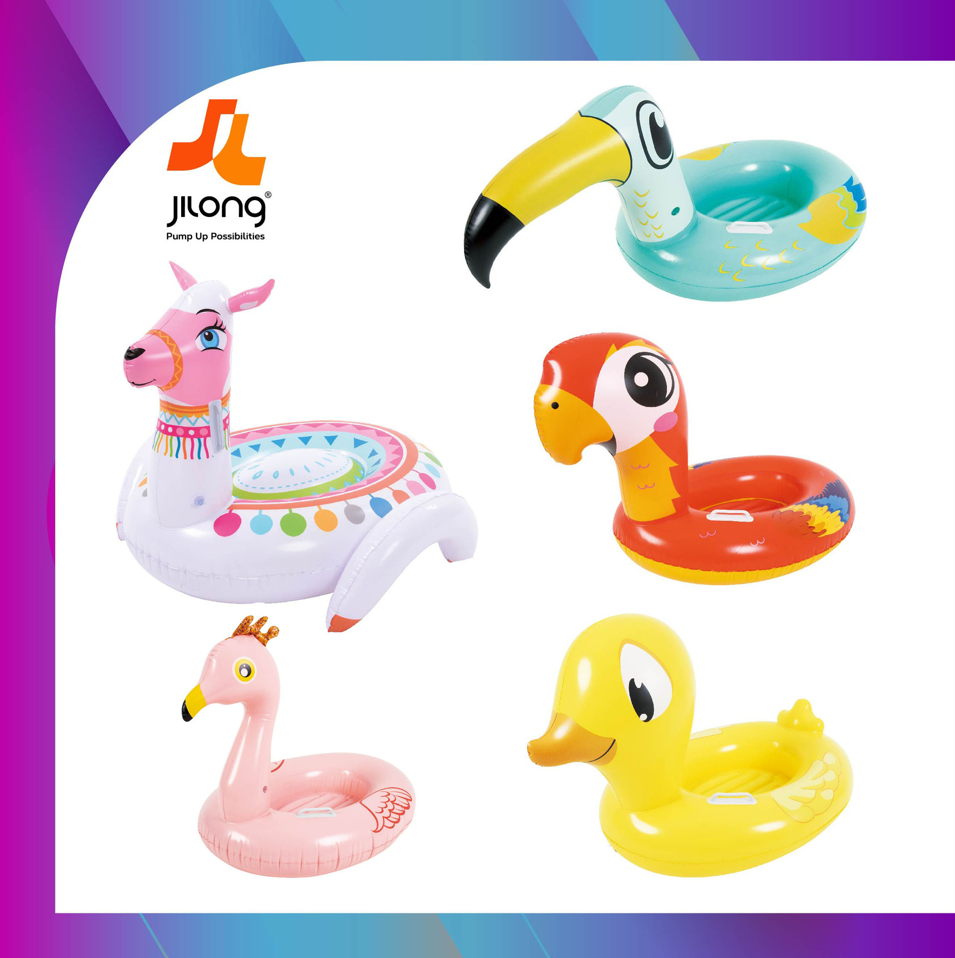 JILONG水上婴儿充气儿童小船水上充气摩托艇充气小船动物充气坐骑
