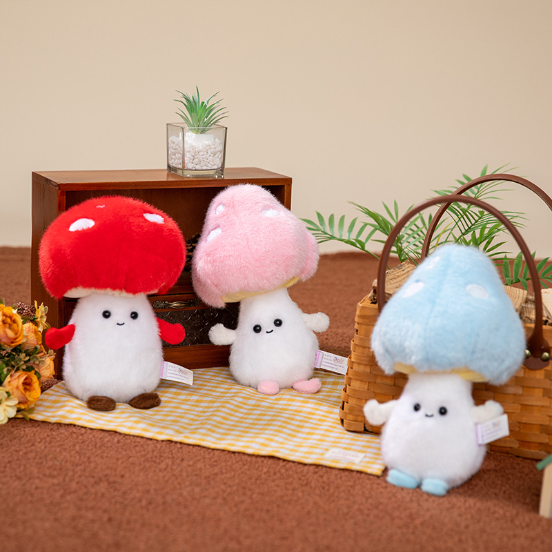 A new 8-inch claw machine doll, a trendy and fashionable ins mushroom plush toy, is a companion and comfort doll for girls details Picture