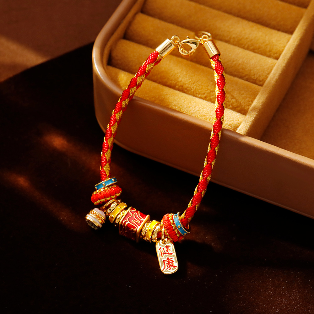 Hyacinth original design Peace hand-woven red rope bracelet, Douyin hit health pendant jewelry, 2025 new trend Specification image