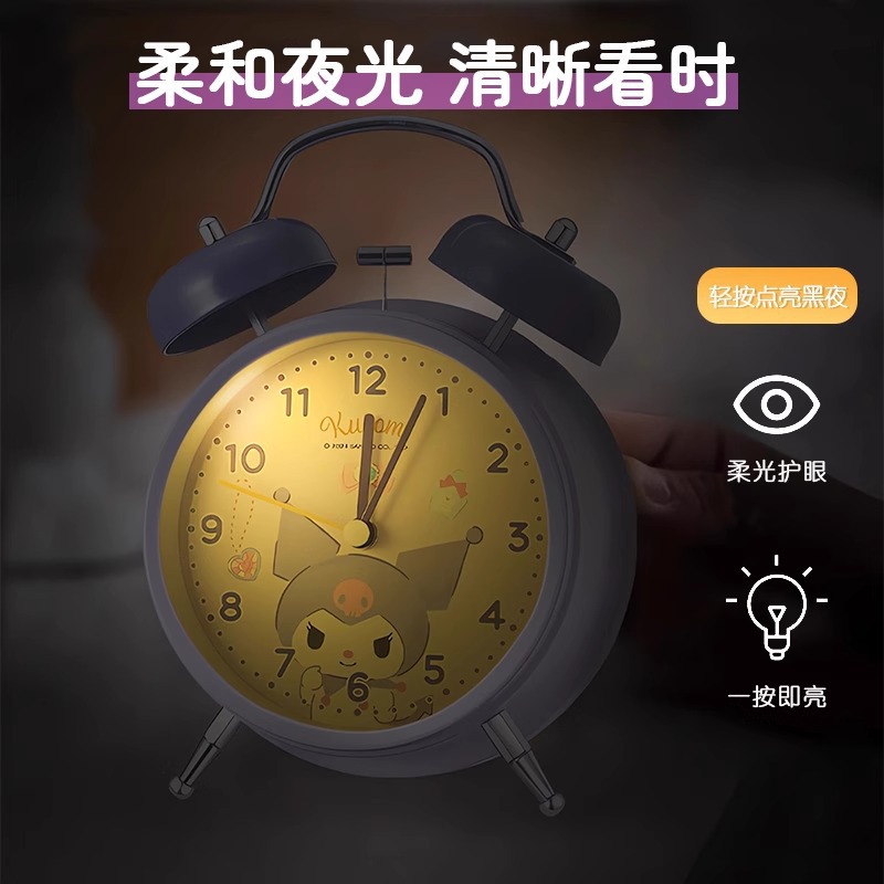 Officially authorized new cartoon Sanrio bell alarm clock, ultra-quiet student bedside alarm clock, a must-have for lazy people Specification image