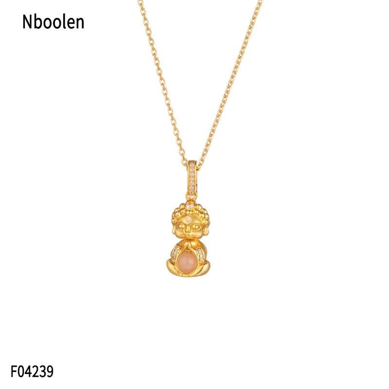 项链/不锈钢项链/珍珠项链/首饰/沙金白底实物图