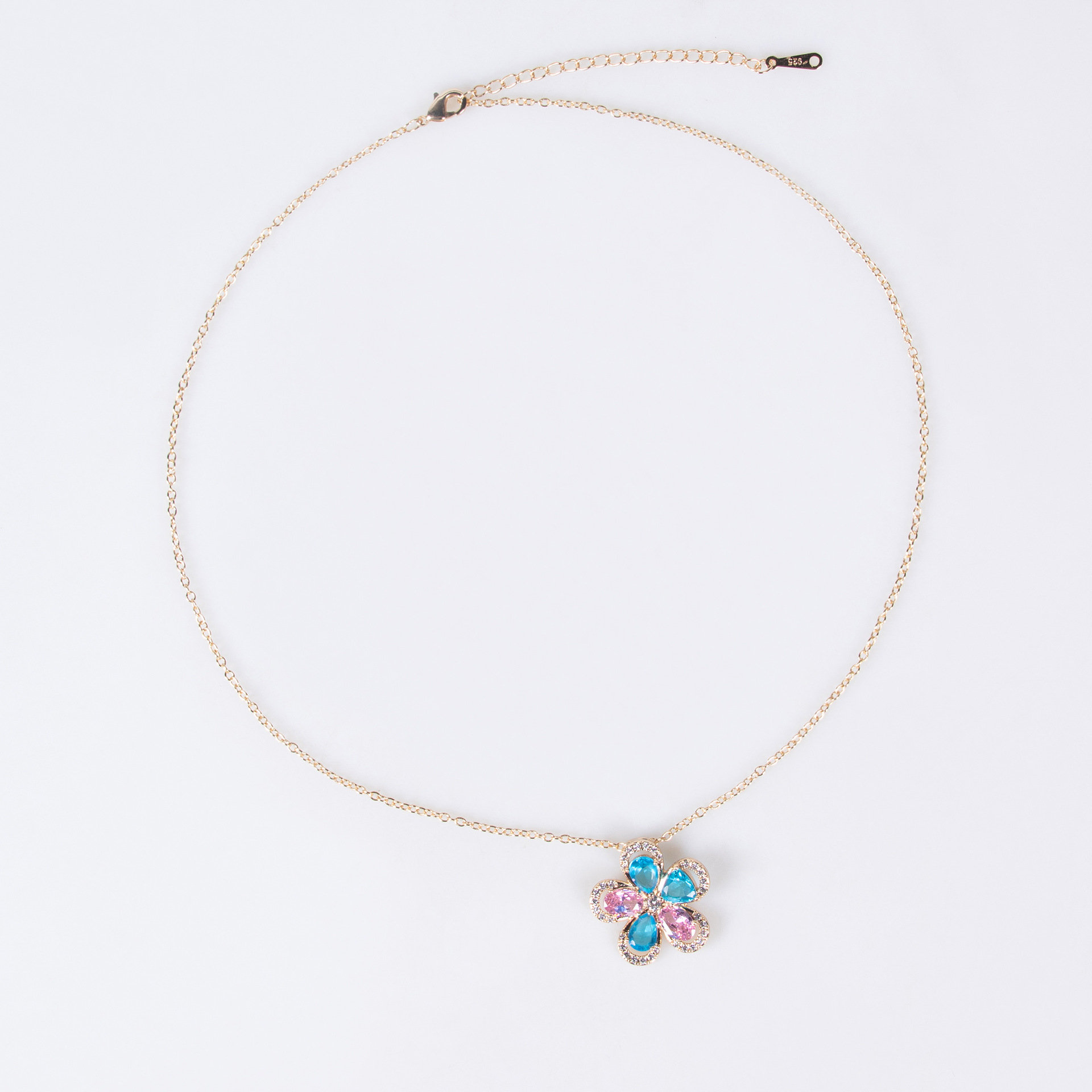 Cross-border autumn and winter women's high-end light luxury flower zircon necklace and earring set, unique and versatile, sweet and elegant collarbone chain Item Picture