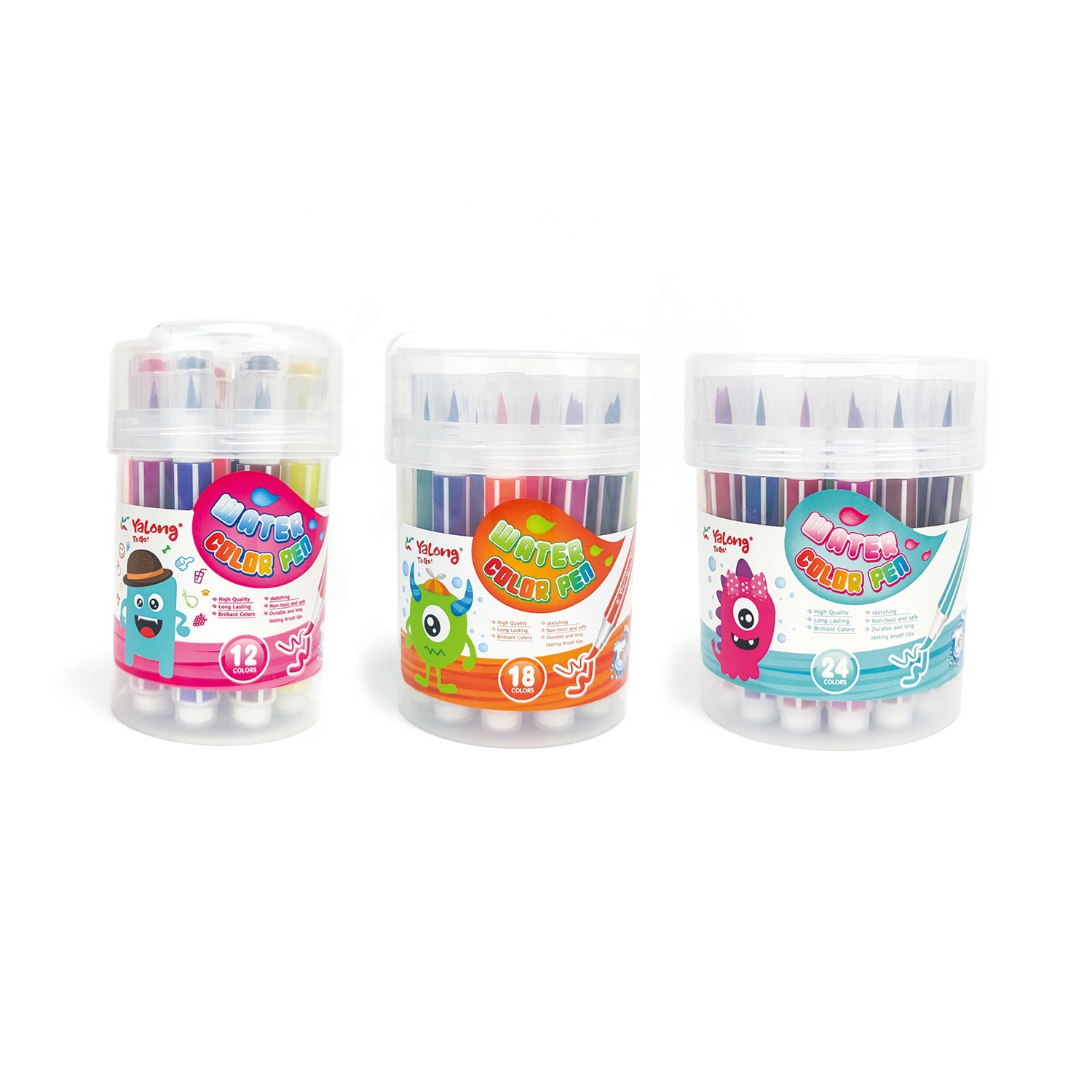 Yalong Cross-border 12-color ribbon Seal Sketch Art marker pen, high-fiber pen tip Watercolor pen, marker pen, colored pen details Picture