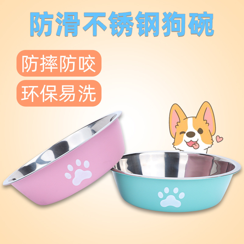 Pet bowls, dog basins, stainless steel dog bowls, anti-slip water basins, double-layer anti-slip and shock-resistant pet feeders, cat bowls available for delivery