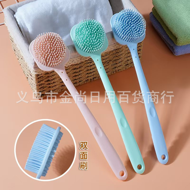 High appearance level silicone long-handled bath brush, double-sided soft bristle scrub massage brush, lazy back friction wonder, thickening body brush Application Scenario