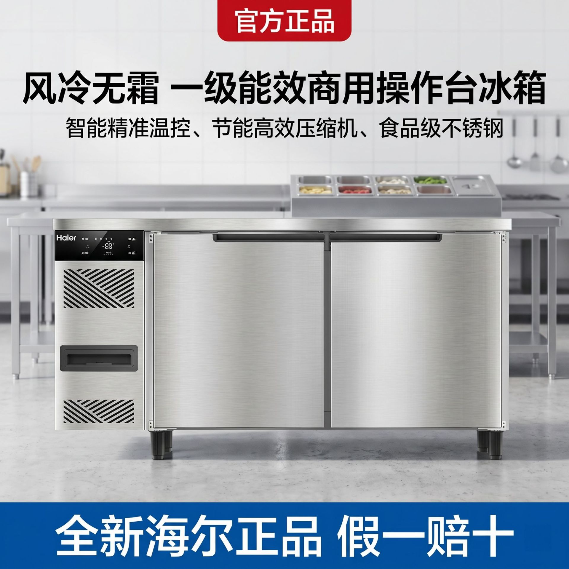 Wholesale of commercial stainless steel air-cooled frost-free kitchen preservation workbench equipment for Haier cold cabinets