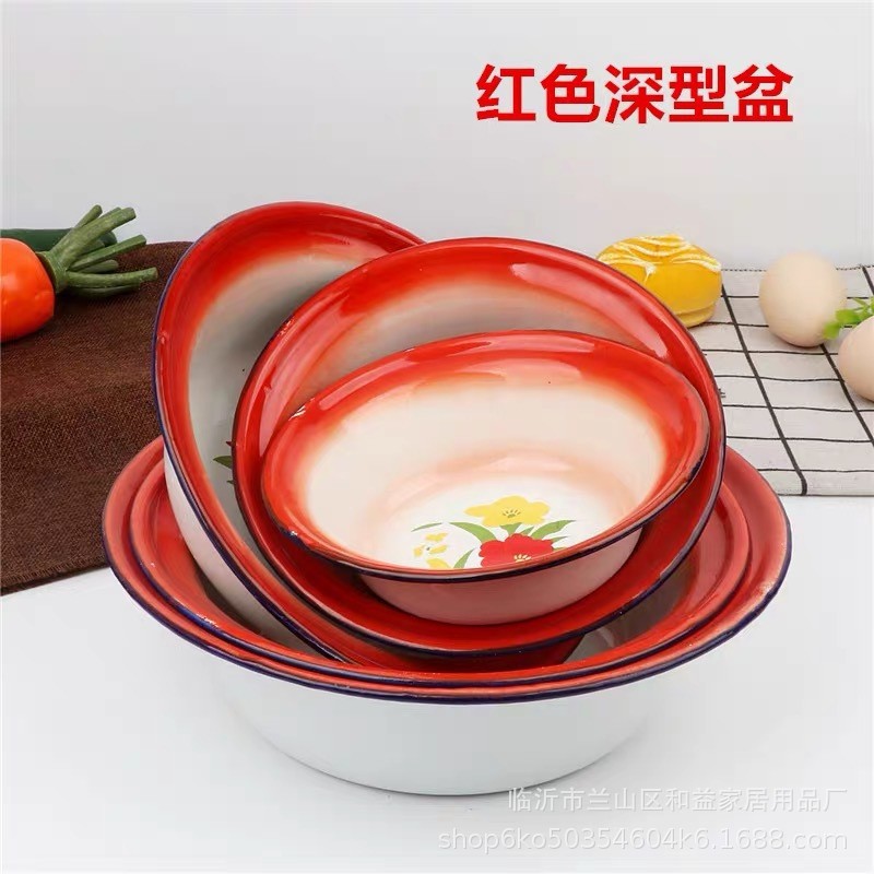 Old-fashioned enamel bowls, restaurant soup bowls, enamel rice bowls, nostalgic bowls, soup bowls, household vegetable bowls, instant noodle and ice powder bowls details Picture