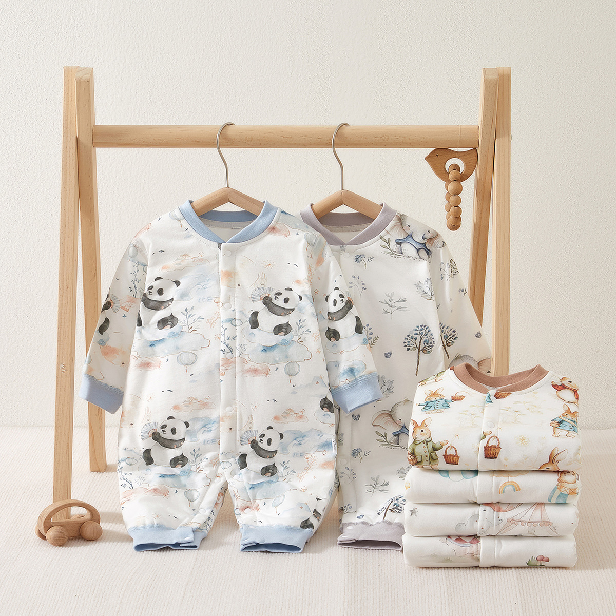 宝宝连体衣40g夹棉长爬婴儿衣服a类纯棉无骨哈衣秋冬新生儿连体衣