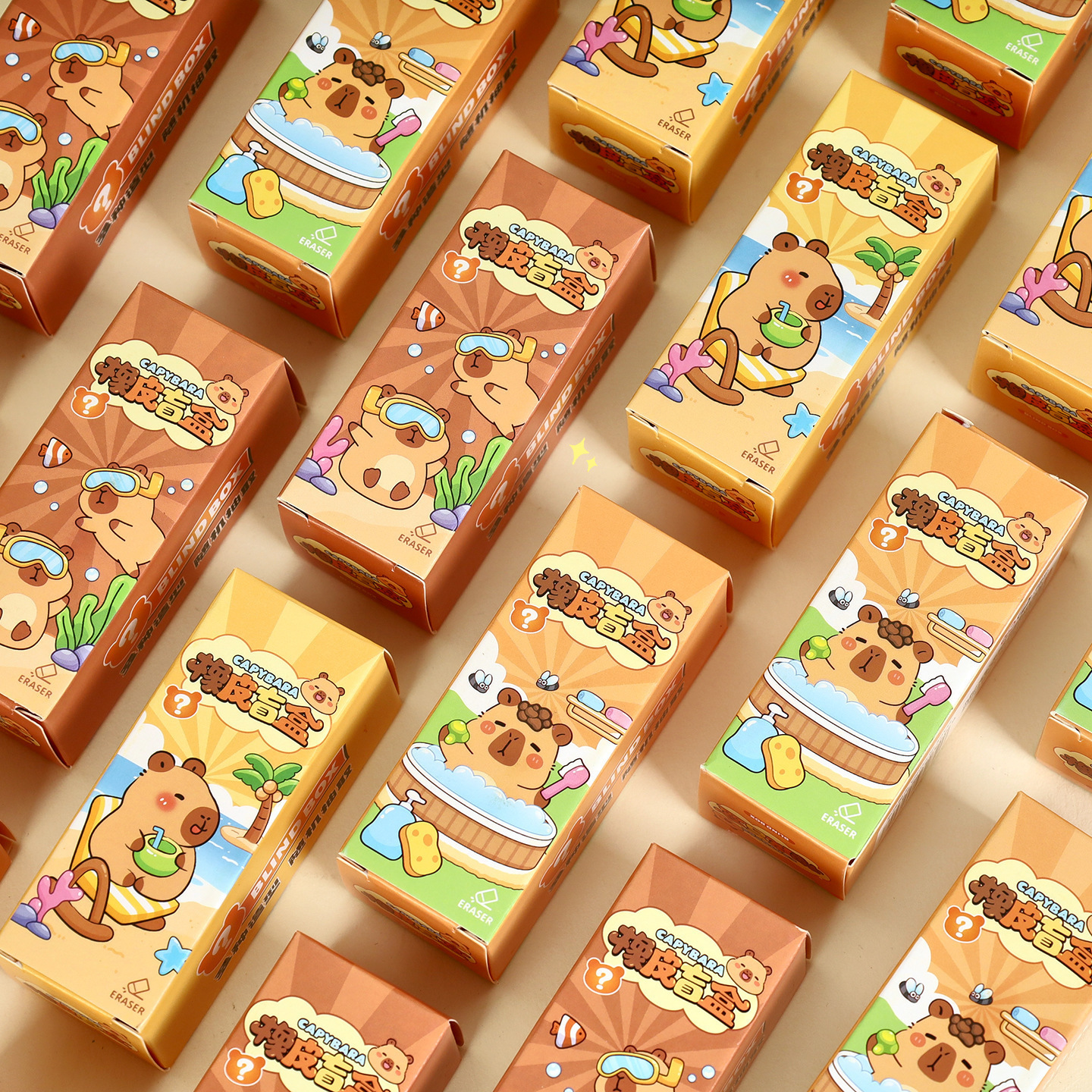 High appearance level, cute Capibara eraser blind box, cartoon disassembly fun, capybara student, free pencil eraser details Picture