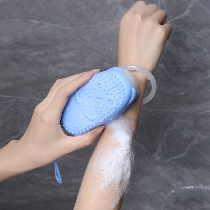 Cross-border best-selling bubble bath brush, a perfect bath scrubber that can hold soap, a double-sided massage bath brush details Picture