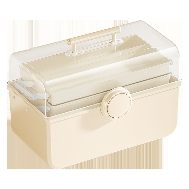 Cosmetics storage box, cross-border folding three-layer transparent visible large-capacity desktop magic tool, compartments and organization box Item Picture