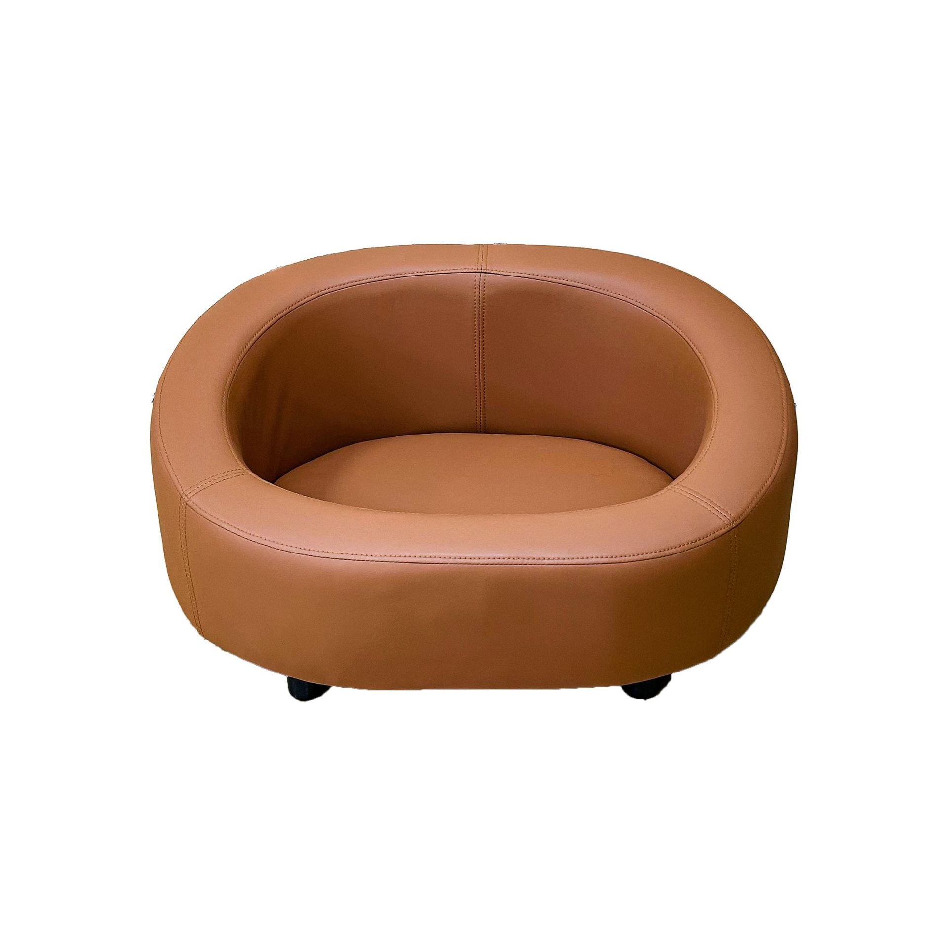 高端圆形皮质猫狗沙发四季通用狗垫子狗床猫窝猫垫子可拆洗宠物床白底实物图