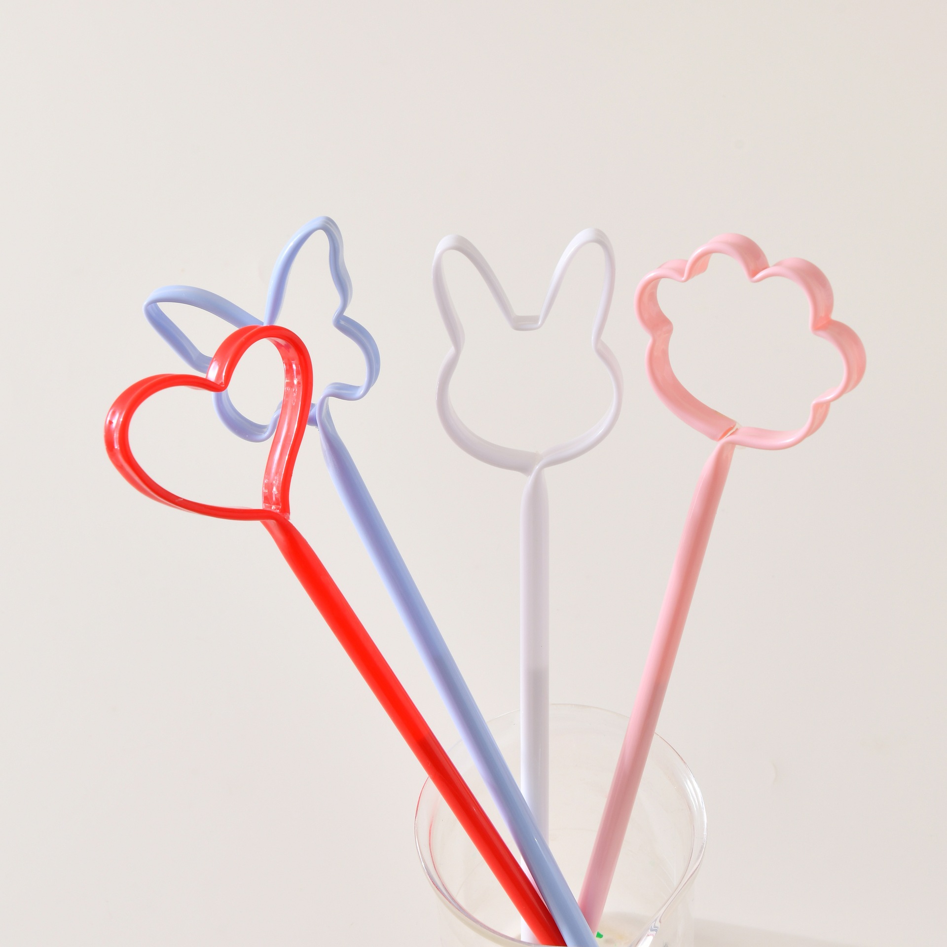 新品爱心吸管笔可爱笔拔帽中性笔高颜值小学生专用创意文具批发