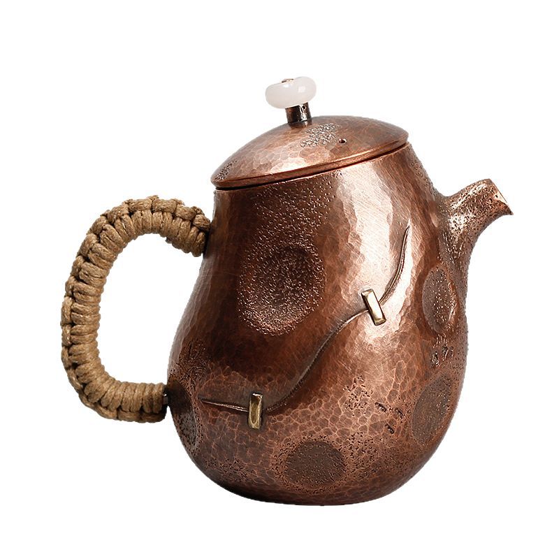 260CC pure handcrafted brewing copper teapot, uncoated purple copper water boiling teapot, Gongfu tea set, gift, stove boiling teapot Item Picture
