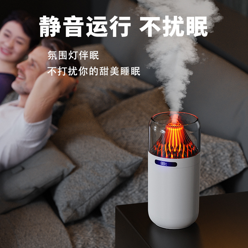 跨境新款火山加湿器 usb迷你车载家用多功能静音小型火焰加湿器细节图