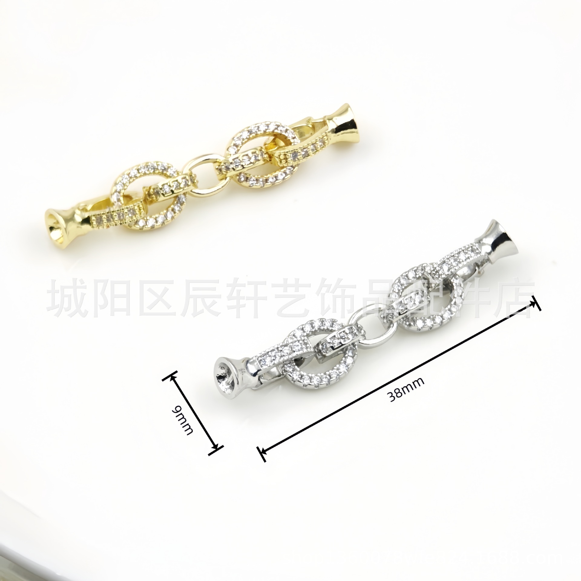 Micro-inlaid T-shaped zircon 18K gold-plated color retention double-ring pearl buckle bracelet, sweater necklace, camellia diy accessory matching