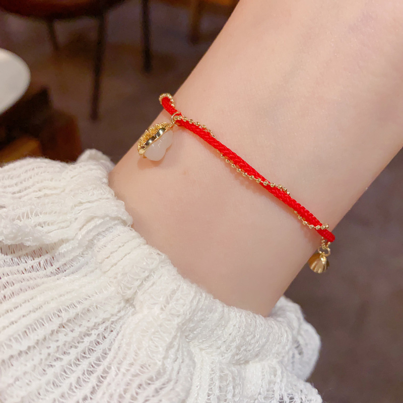日韩气质时尚本命年葫芦红绳手链个性轻奢简约百搭可调节手饰批发