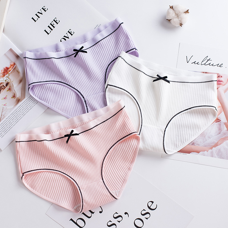 New Palace Lace Threaded Women's Underwear, Japanese-style threaded cotton plus-size women's briefs T12 details Picture