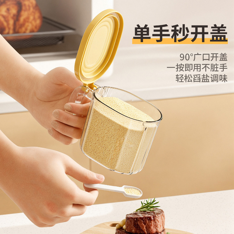 Ceramic seasoning box, salt shaker, plastic grinder, kitchenware seasoning jar, seasoning jar + grinder details Picture