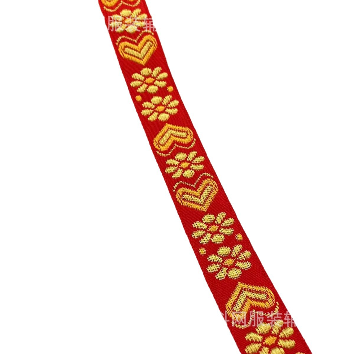 1.7- 2.5cm, bright red, festive, ethnic-style jacquard embroidery, webbing, hair accessories, headwear, performance costume accessories, lace Item Picture