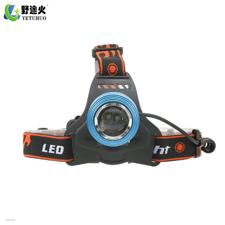 The Old Model Of Focusing Led High-Intensity T6 Headband Charging Waterproof Headlamp Is A Special White, Blue And Yellow Headlamp For Outdoor Fishing Item Picture