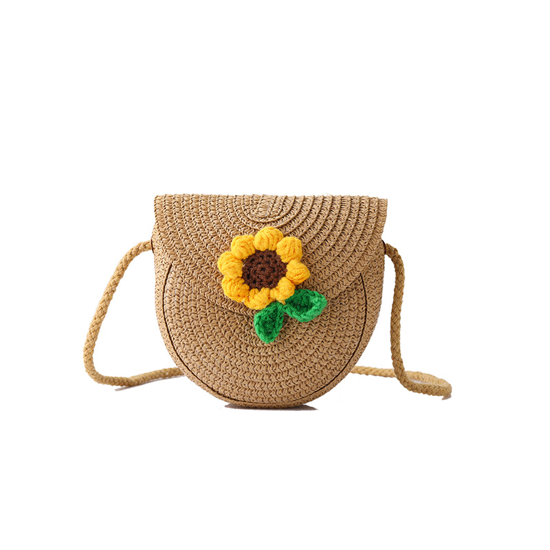 Summer straw woven bag for women 2025 New style beach and seaside straw bag, single-shoulder crossbody, children's coin purse, vacation style Item Picture