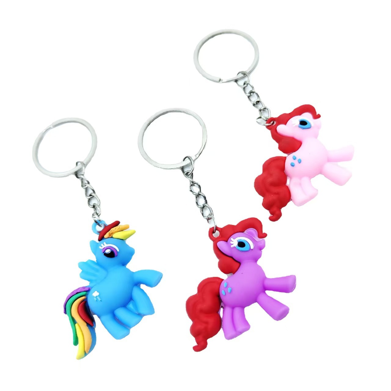 Cross-border PVC soft rubber keychains, cartoon unicorn figurines, keychain accessories, bags, decorations, small accessories Application Scenario