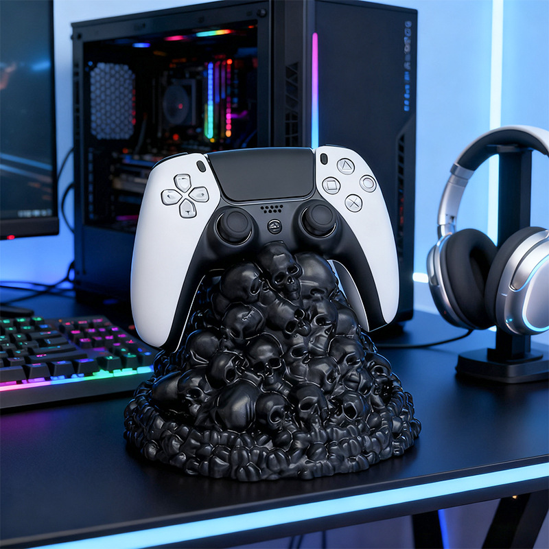 个性骷髅堆游戏手柄支架展示架创意手办桌面xbox收纳底座装饰摆件