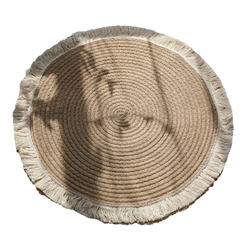 Cuerda de algodón redonda alfombra tejida tejido a mano sala de estar dormitorio baby play alfombra engrosada suave color sólido modelo Item Picture