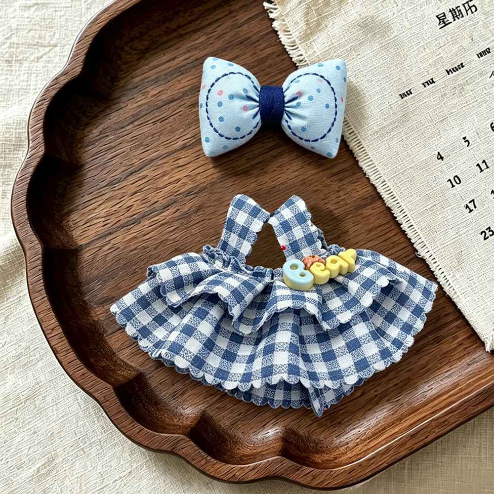 zsiga baby dress plaid skirt bow set 10cm baby dress wholesale long-leg KT baby dress mini doll dress-up Specification image
