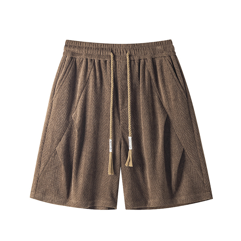 American pleated herbbone shorts, retro loose straight-leg plus-size summer sportswear casual commuter streetwear capri pants Specification drawing