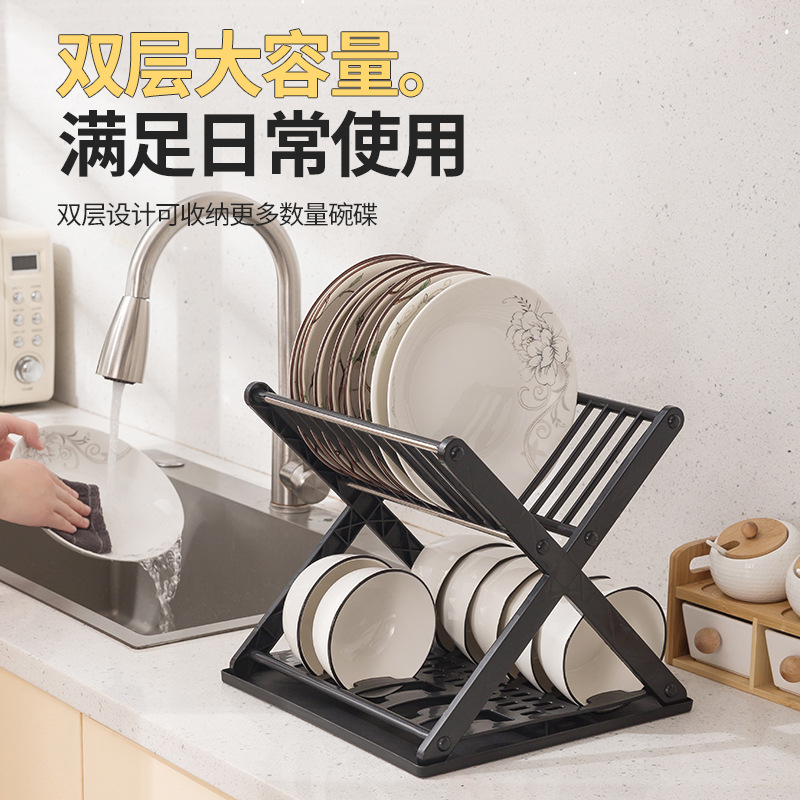 厨具厨房用品/隔热硅胶垫/碗盘收纳盒/阳台柜防晒防水/碗架北欧白底实物图