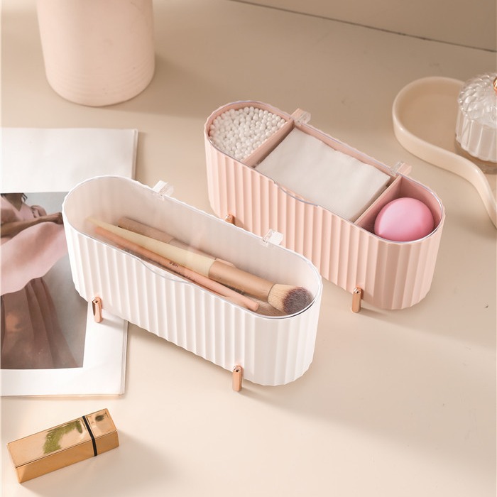 Cotton swab storage box with lid, dust-proof and fog-proof desktop, lipstick powder puff, cotton pad box, makeup and beauty egg, cross-border bestseller details Picture