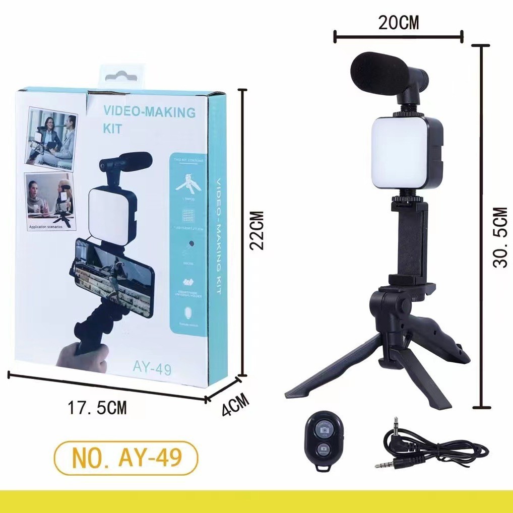 AY49 手机架桌面多功能美人腿口袋灯麦克风手机支架 直播补光灯