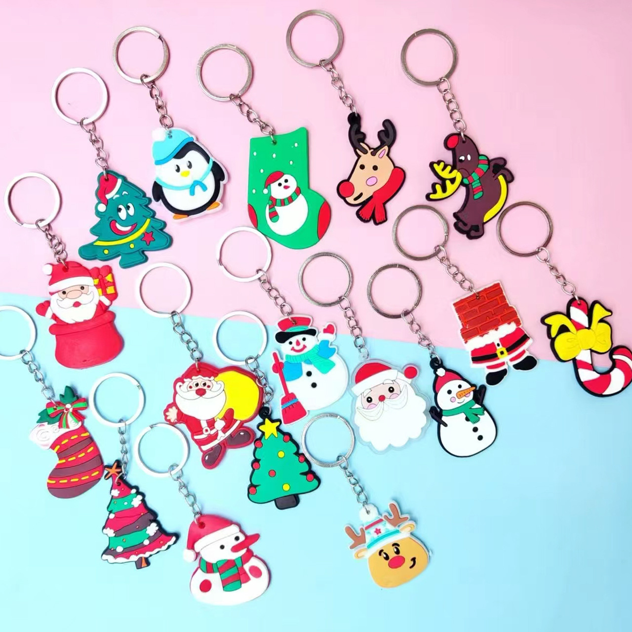 圣诞老人卡通钥匙扣圣诞树PVC钥匙链创意汽车挂件小礼品车钥匙