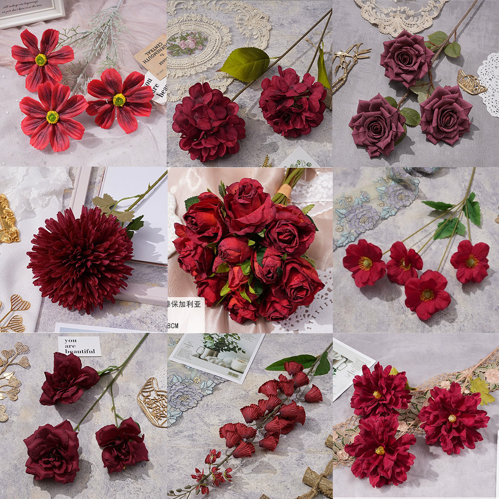 仿真花DIY发饰配件/假花/5朵塑膠花/仿真花/假花批发产品图