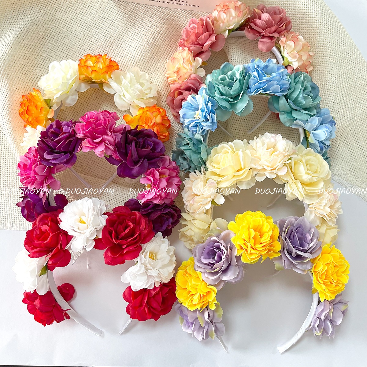 Amazon cross-border new rose headband, realistic peony three-dimensional headband, carnival party decoration headband wholesale Application Scenario