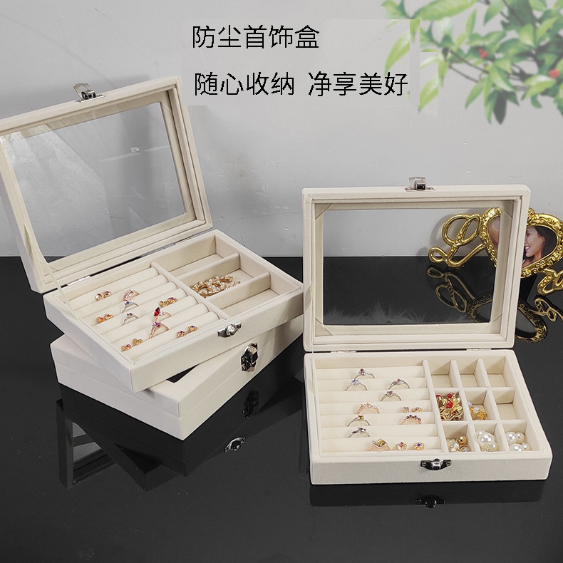 Velvet decorative box with pearl storage box, wholesale nine-compartment storage box, transparent Application Scenario